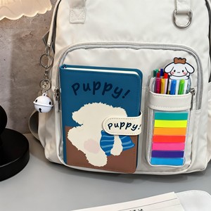 Cuaderno A6 de piel sintética a cuadros con diseño de perro vista por detrás, cuaderno de hojas sueltas para estudiantes con páginas interiores gruesas para tomar notas - Product Image 4