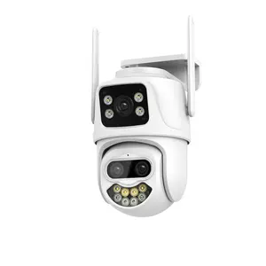 별빛 Icsee 9MP 3 렌즈 보안 카메라 야외 방수 인간 감지 8X 줌 감시 카메라 외부