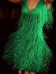 Robe de soirée pour femmes 2023 été élégant moulante Sexy Club Camisole gland danse Mini robe femme vêtements Vestido Dre - Product Image 3