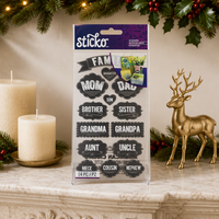 Lot de 14 autocollants personnalisés en PVC sur le thème de la famille (maman, papa, sœur, frère) pour la décoration d'albums et de calendriers DIY