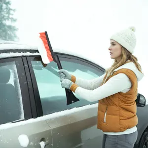 Verwijderbare Lange Steel Winter Schoonmaak Auto Sneeuwborstel Verwijderaar Shovel Borstel Afneembare Ijs Schraper Voor Auto