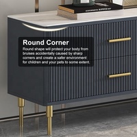 Meuble TV NOVA de luxe moderne pour salon et chambre, 2m, en bois massif avec pieds en métal doré, 4 tiroirs, couleur blanc/noir