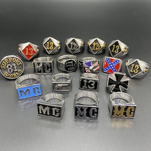 Bague Vintage en Acier Inoxydable pour Hommes, Incrustation de Diamants Bleus Taillés, Style Franc-Maçon Nouvelle Tendance, Style Éternité - Product Image 5