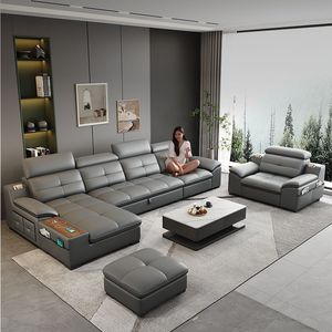 Juego de Muebles de Sala Modernos Personalizados, Ahorro de Espacio, Reclinables, de Cuero, Inteligentes, Multiusos, Sofás Modernos para Sala de Estar - Product Image 5