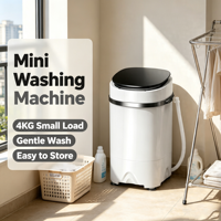 Mesin Cuci Mini 4KG dengan Desain Tabung Tunggal, Pengisian Atas, Casing Plastik, Daya Ganda, dan Permukaan Plastik Halus yang Tahan Lama