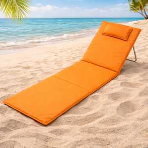 Tapis de plage pliable 150x50x42 cm avec dossier réglable et coussin pour usage extérieur - Product Image 6