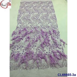 Tela de Poliéster con Lentejuelas Peruanas con Purpurina de Plumas, Bordado de Moda y Encaje - Product Image 2