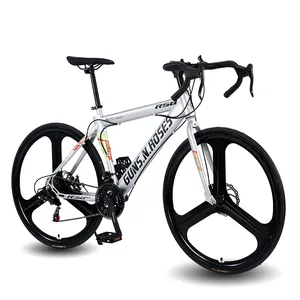 2024双盘式制动器铝合金倒立赛车自行车碳钢700C * 23C 14/24速度公路自行车