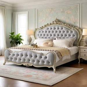 เตียงไม้แบบมีโฮลสเตอร์เตียงขนาดคิงไซส์สไตล์ยุโรปเบาหรูหราทันสมัยดีไซน์ใหม่ล่าสุด - Product Image 1