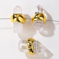 Connecteur à 2 trous en quartz clair plaqué or électroformé pour la fabrication de bijoux DIY