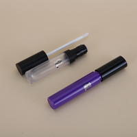 Vente en gros de flacons cylindriques en plastique vides pour soins de la peau et maquillage, 8 ml et 15 ml, transparents givrés violets, pour gloss à lèvres