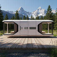 Casa Cápsula Modular de Acero Ligero de Lujo, Completamente Amueblada, Prefabricada Futurista, con Cocina, Dormitorio y Baño Inteligentes y Móviles