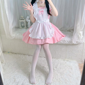 Vestido de Lolita Estilo Maid Rosa y Blanco con Delantal, Disfraz de Cosplay de Anime para Mujer, Juego de Rol, Primavera 2025 - Product Image 4