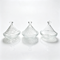 Bol à bonbons en verre transparent à sommet pyramidal, récipient décoratif avec couvercle pour la maison, l'organisation de la cuisine, les fêtes, les mariages et les cadeaux.