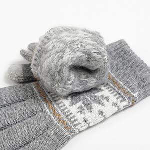 Jacquard Knitted for Touch Screen <b>Gloves</b> for Women Autumn Winter Warm Velvet Thickened Wool Finger <b>Gloves</b> Daily Use - Product Image 4