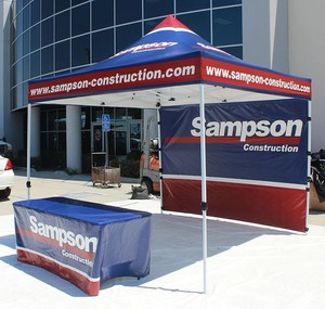 Tenda iklan berbingkai logam campuran aluminium 10x10ft kustom kanopi Pop-up kain Oxford berlapis PU untuk pameran dagang luar ruangan - Product Image 2