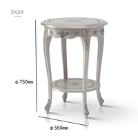 Table d'angle de salon classique en bois, design français, meuble de luxe classique sculpté, design rond, MDF, Table d'angle pour canapé