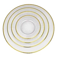 SUNYO Vente à Chaud Besta Shanxi Chargeur de Luxe Assiettes en Verre de Mariage Assiettes en Verre avec Bord Doré Assiettes plates pour Événements