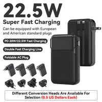 Chargeur super rapide 22,5 W avec prise secteur pliable / Batterie externe haute capacité à double câble pour une charge rapide