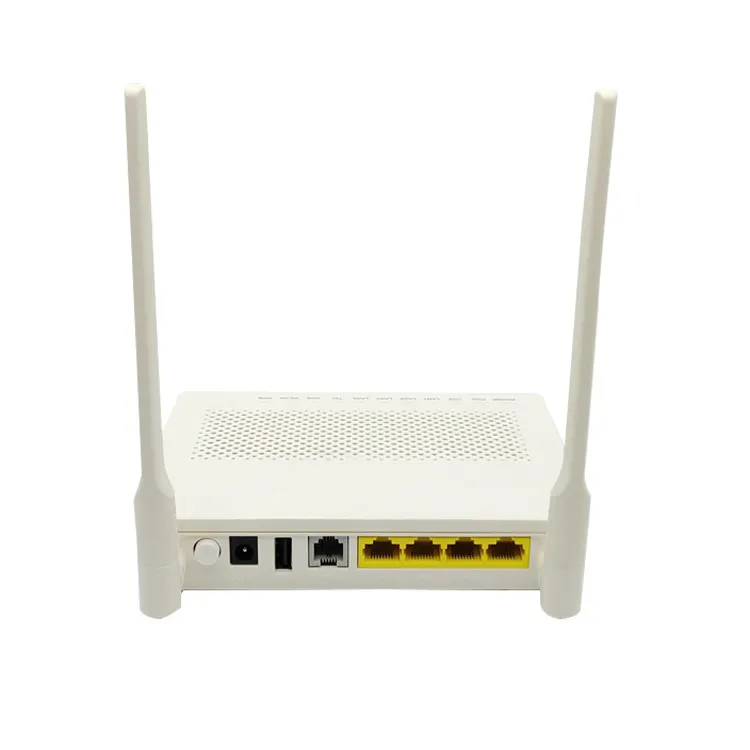 İyi fiyat ONU GPON egeg8141a5 4FE + 1TEL + 1USB + 2.4G WIFI 3DBI İngilizce dil ile FTTH Fiber optik Modem