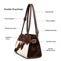 Sac fourre-tout à bandoulière en peluche imprimé vache grande capacité pour femme, style rétro et polyvalent, collection automne-hiver, fabrication OEM/ODM sur mesure