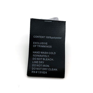 Proveedor de China Guangzhou Algodón Satinado Etiqueta Instrucciones Cuidado del lavado Satén Etiqueta de la ropa Poliéster Etiqueta de cuidado Algodón - Product Image 4