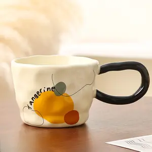 Tasse en céramique rétro avec grande poignée ins couple en porcelaine tasse à café tasses à eau de bureau