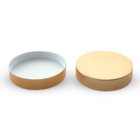 Bocaux de rangement en plastique blancs de luxe de 16 oz à large ouverture, vides, pour cosmétiques et poudres, avec couvercle à vis électroplaqué or
