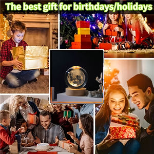 Boule de cristal 3D de 8 cm, planète en cristal, veilleuse, système solaire gravé au laser, globe astronomique, cadeau d'anniversaire, décoration de bureau à domicile - Product Image 3