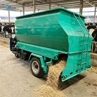 Offre Spéciale : Épandeur d'aliments pour bétail à trois roues, 2m³, double décharge, chariot d'alimentation automatique pour élevages de bovins et ovins