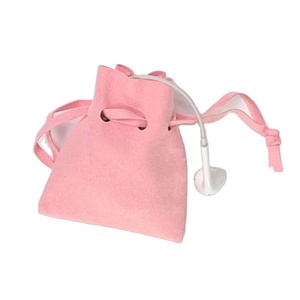 Sac d'emballage à cordon en velours de fibre de haute qualité avec logo personnalisé pour bijoux de mode - Product Image 1