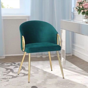 2025 mới nhẹ sang trọng phong cách ghế ăn uống thoải mái với chân kim loại, bọc nhung, và armrests đệm cho phòng ngủ - Product Image 1