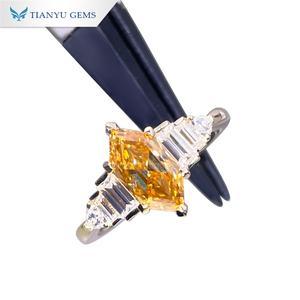 Tianyu Gems 925 Silver White Gold Plated <b>champagne</b> Color Moissanite Women Ring - Product Image 5