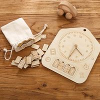 Juguete Educativo de Madera para Niños en Edad Preescolar, Reloj Arquitectónico para Armar, 28 Bloques, Rompecabezas de Aprendizaje Temprano, Reconocimiento del Tiempo, Cognitivo