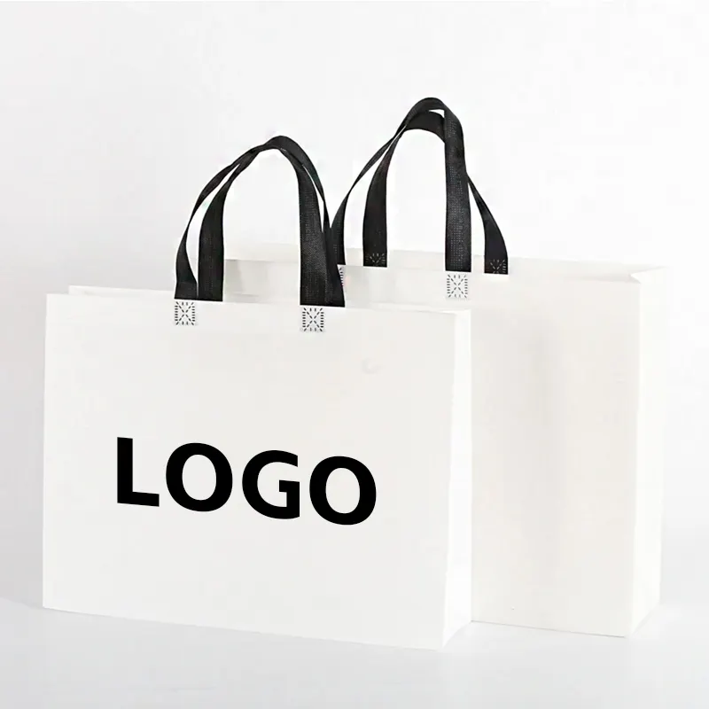 Bolsa de tela laminada plegable no tejida ecológica con logotipo impreso reciclado personalizado al por mayor para embalaje
