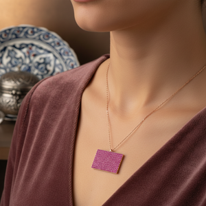 Rectangle Shape <b>Ruby</b> Zircon Charm Pendant Turkish Wholesale Handcrafted 925 Sterling Silver Jewelry - Product Image 3