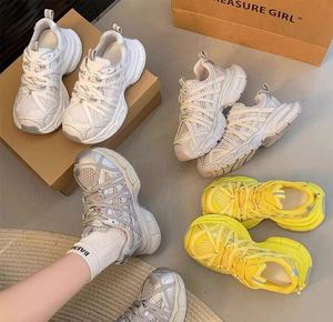 Baskets plateforme jaunes vives, légères et respirantes en maille, chaussures tendance pour le quotidien printemps-été - Product Image 6