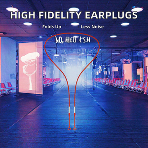 Bouchons d'oreilles en silicone haute fidélité, réduction du bruit de 28 dB, réutilisables, intrinsèquement sûrs, avec cordon de suspension, pliables pour le sommeil et le travail - Product Image 2