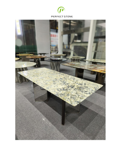 Elegantes muebles de mármol verde claro, mesas de comedor de piedra de gama alta para hoteles y espacios residenciales, piezas de lujo hechas a medida - Product Image 1