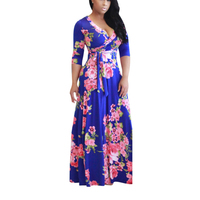 Robe Longue Fleurie Femme Grande Taille Africaine Fendue – Robe Décontractée Printemps