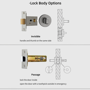 Koppalive Francês Solid Brass Door Handle Gun Metal Interior Privacidade Alavanca Maçaneta e Bloqueio para Banheiro & Quarto - Product Image 4