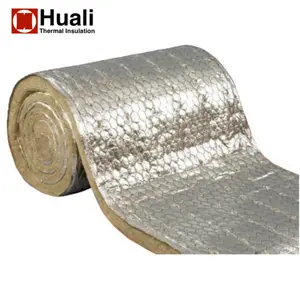 Thermal heat insulation fireproof material rock wool blanket mineral wool felt with aluminium foil