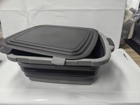 Bac de préparation pliable 8L 16L 30L avec couvercle verrouillable, évier de camping pliable avec passoire, planche à découper, panier de rangement de cuisine