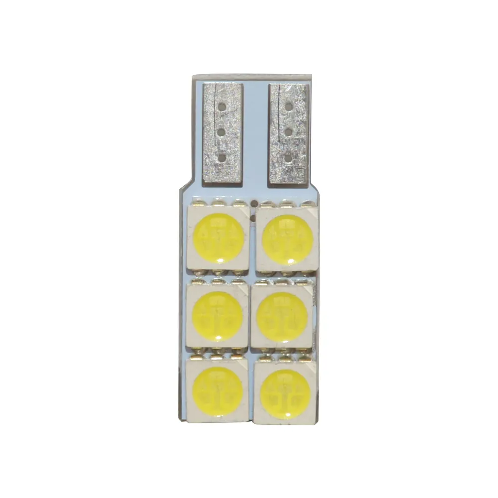 超高輝度白色非極性194186 W5W T10 6SMD 5050 canbus LED自動車用電球