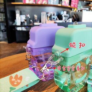 Yafchi Cartoon Ice Cream <b>Cup</b> With Straw Reusable Plastic Drinkware For Children Outdoor Travel Shoulder Strap - Product Image 4