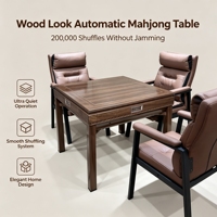 Table de Mahjong Automatique 2-en-1 Moderne de Luxe Ultra Silencieuse Multifonctionnelle avec Tiroirs de Rangement et Porte-Gobelets pour 4 Joueurs