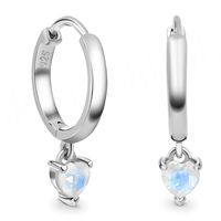 Boucles d'oreilles pendantes classiques en argent sterling 925 plaqué or avec pierre de lune naturelle, sertissage griffe certifié IGI, pour mariage et soirée