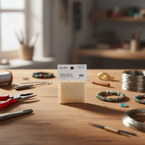 Perline Abalorios Seed Beads 2 mm 50 g colore crema per la creazione di gioielli - Product Image 3