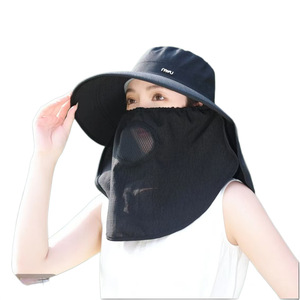 หมวกบักเก็ตป้องกันแสงแดดพร้อมหน้ากากป้องกันรังสียูวีระบายอากาศได้ดี ปีกกว้างสำหรับผู้หญิงใช้กลางแจ้ง - Product Image 5