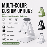 Support de téléphone réglable en aluminium, pliable, pour bureau, support mobile stable en métal, OEM ODM, logo personnalisé pour les acheteurs B2B en gros